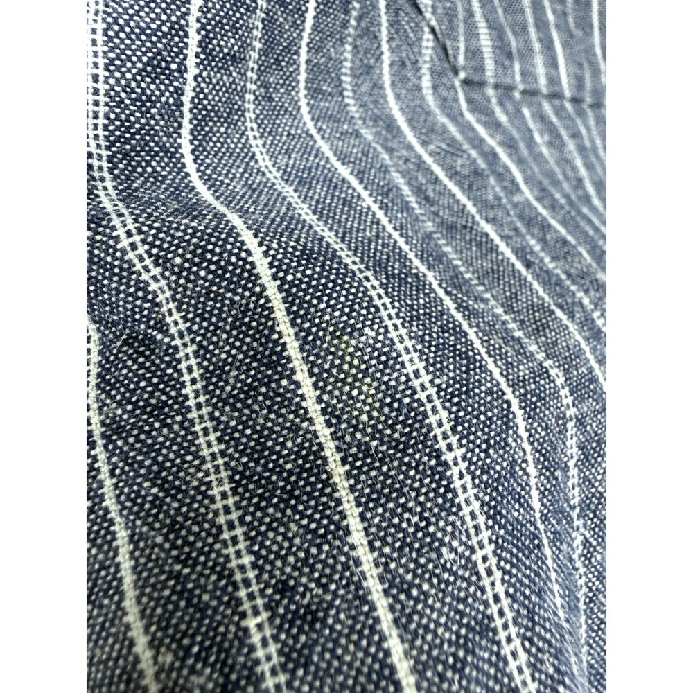 Celtic Ranchwear Mens 3XL Blue White Striped Linen Blend Grandfather Shirt - Picture 13 of 13
